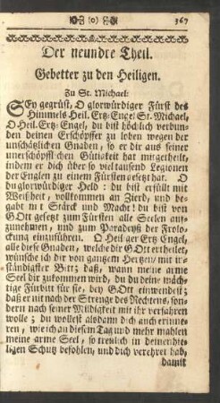 Der neundte Theil. Gebetter zu den Heiligen.