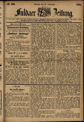 Ausgabe vom Montag, den 22. September 1884.