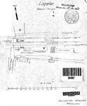 Uhingen: Empfangsgebäude Verwaltungsgebäude Lageplan(Dientstgeb./Nebengeb./Gl.-Anl.)