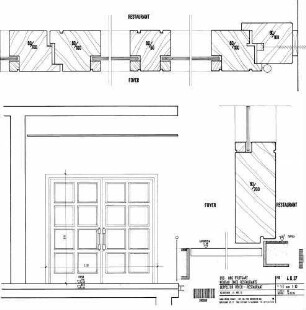Stuttgart Hbf: Neuplanung eines Restaurants/ DSG - Doppeltür Foyer zum Restaurant Empfangsgeb. Restaurant