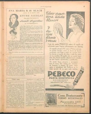 Ana María B. de Black, autora de la novela corta ENTRE NIEBLAS, hace para los lectores de Mundo Argentino su autobiografía