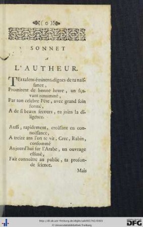 Sonnet a l’autheur.