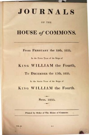 Journals of the House of Commons. 90. 1835