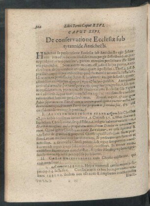 Caput XXVI. De conservatione Ecclesiae sub tyrannide Antichristi