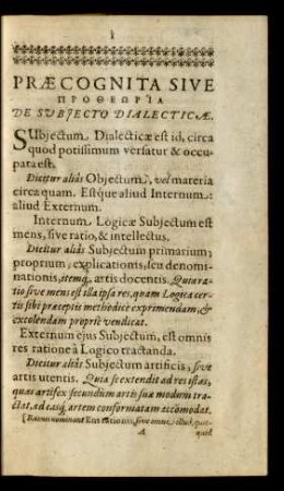 Praecognita Sive De Subjecto Dialecticae.