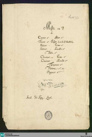 Masses - Don Mus.Ms. 2072 : V (4), orch, org; D; GotZ B14