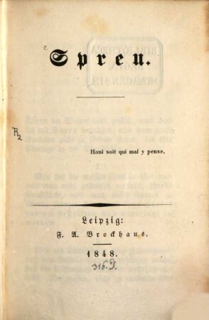 Spreu : [Von Friedr. v. Raumer.]