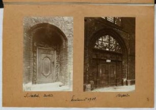 St. Jacobi, Stralsund: Ansicht Nordportal, Ansicht Westportal (aus: Skizzen- und Fotoalbum 25)