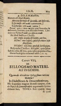 203-216, Caput VIII: De Syllogismo Materiali in Genere