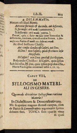 203-216, Caput VIII: De Syllogismo Materiali in Genere