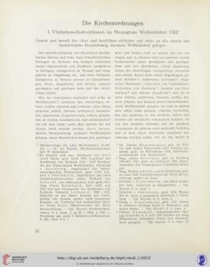 1. Visitations-Instruktionen im Herzogtum Wolfenbüttel. 1542