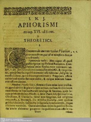 Aphorismi ex cap. XVI. ad Rom.