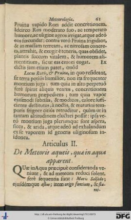 Articulus II. De Meteoris aqueis, quae in aqua apparent.
