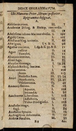 386a-386k, Index Epigrammatum.