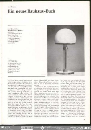 Ein neues Bauhaus-Buch: Karl-Heinz Hüter „Das Bauhaus in Weimar