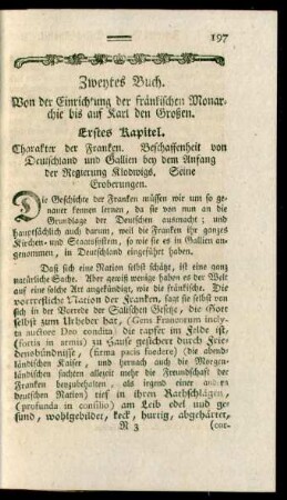 Zweytes Buch. Von der Einrichtung der fränkischen Monarchie bis auf Karl den Großen.