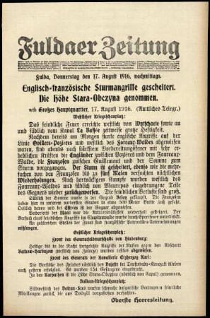 Ausgabe vom Donnerstag, den 17. August 1916.