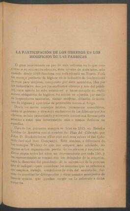 La participación de los obreros en los beneficios de las fábricas