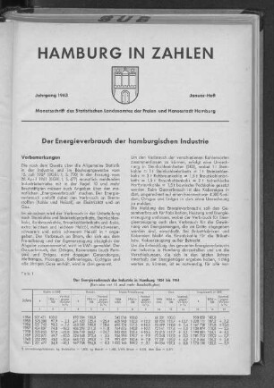 Der Energieverbrauch der hamburgischen Industrie