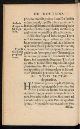 De Novis. Sectae dogmatibus.