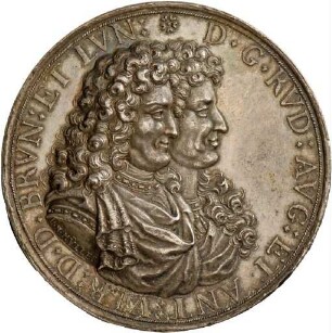 Medaille von Philipp Heinrich Müller auf die Herzöge Rudolf August und Anton Ulrich von Braunschweig-Lüneburg, 1687