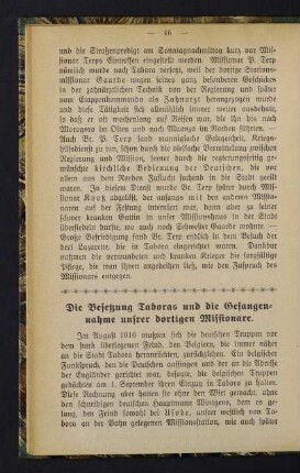 46-49, Die Besetzung Taboras und die Gefangennahme unsrer dortigen Missionare