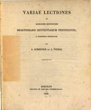 Variae lectiones ad Bohlenii editionem Bhartriharis sententiarum pertinentes