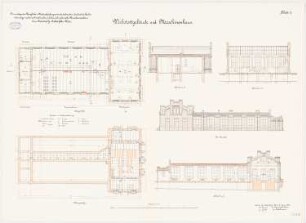 Königliches Materialprüfungsamt, Berlin-Lichterfelde: Werkstattgebäude und Maschinenhaus. Grundrisse, 1:100
