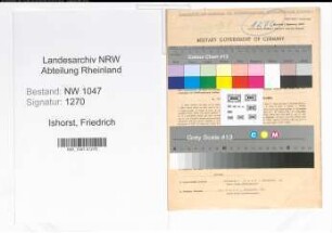 Entnazifizierung Friedrich Ishorst , geb. 22.02.1910 (Angestellter)