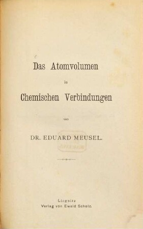 Das Atomvolumen in chemischen Verbindungen