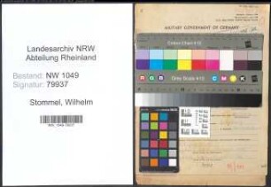 Entnazifizierung Wilhelm Stommel , geb. 14.04.1896 (Inspektor)