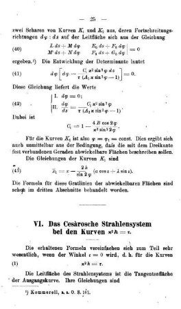 VI. Das Cesàrosche Strahlensystem bei den Kurven x2h = ....