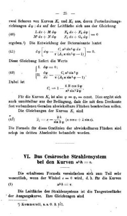 VI. Das Cesàrosche Strahlensystem bei den Kurven x2h = ....