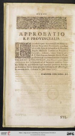 Approbatio R. P. provincialis