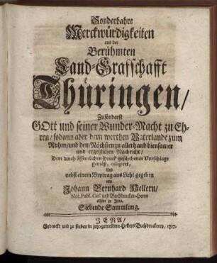 Siebende Sammlung. 1727.