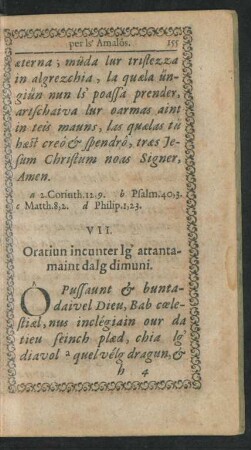 VII. Oratiun incunter lg' attantamaint dalg dimuni.