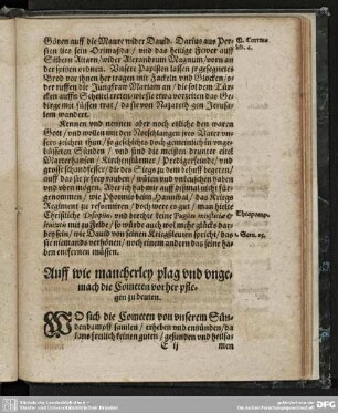 Auff wie mancherley plag vnd vngemach die Cometen vorher pflegen zu deuten.