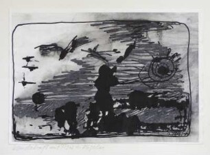 Landschaft mit Figur und Vögeln