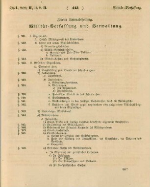 Zweite Unterabtheilung. Militär-Verfassung und Verwaltung