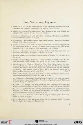 Ton, Steinzeug, Fayence (Nr.1-27)