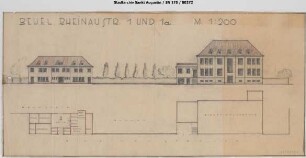 Beuel, Bahnhof, Direktion und neues Bahnhofsgebäude, Rheinaustr. 1 und 1a