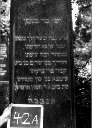 Grabstein 42 (Index: 100110013) Material: Granit Zustand: gut Maße HxBxT: 230x56x30 cm Beschreibung: Obelisk, getreppter Sockel Symbolik: Zweige Steinmetz: H. Ostberg: Grabstein 42A