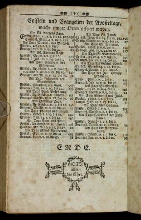 Episteln und Evangelien der Aposteltage, welche einiger Orten gefeiert werden.