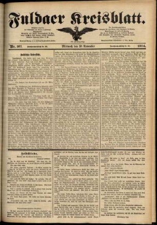 Erste Ausgabe vom Mittwoch, den 30. November 1904.