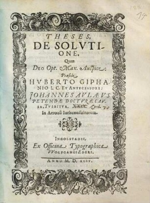Theses, De Solvtione