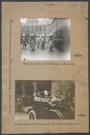 Besuch S.M. des Kaisers und Königs Wilhelm II. am Königlichen Hofe in München, 15.12.1913 (früher Westfront, Blatt 1802): S.M. der Kaiser fährt mit Kriegsminister Frhr. von Kress vom Rathause weg