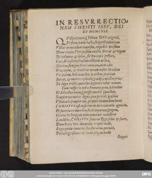 In Resurrectionem Christi Iesu, Dei Et Hominis.