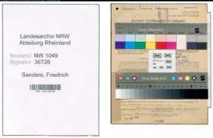 Entnazifizierung Friedrich Sanders , geb. 04.03.1897 (Haendler)