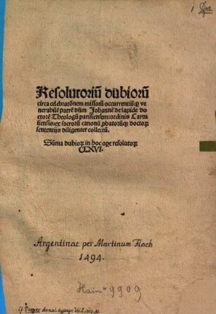 Resolutorium dubiorum circa celebrationem missarum occurrentium