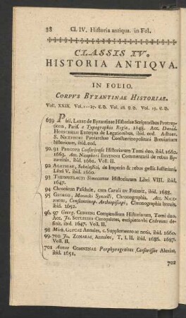 Classis IV. Historia Antiqua